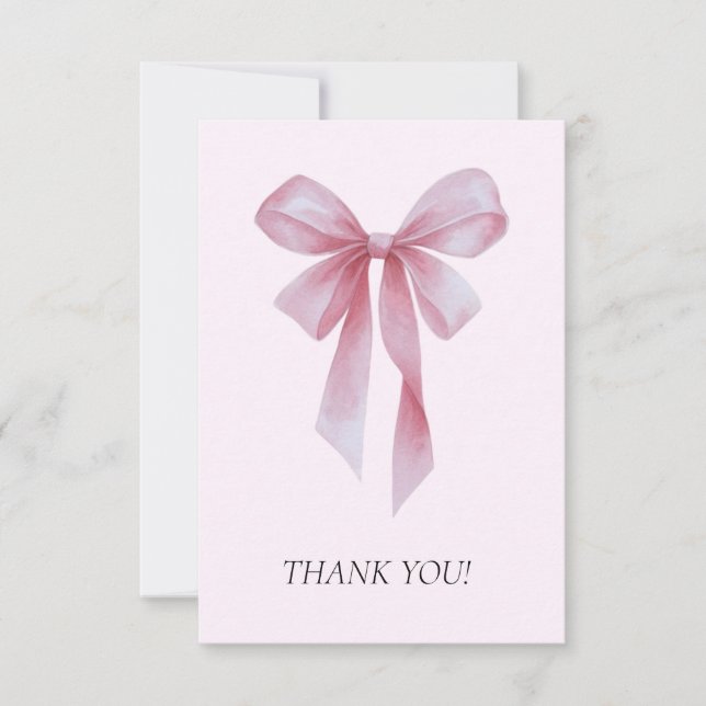 Tarjeta De Agradecimiento Soft Pink Bow Girl Baby Shower (Anverso)