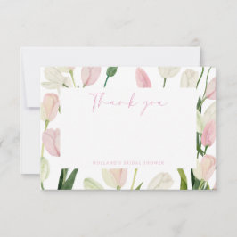 Tarjeta De Agradecimiento Soft Pink Tulip Bridal Shower