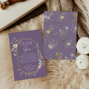 Tarjeta De Agradecimiento Soft Purple Boho Wildflower Baby Shower