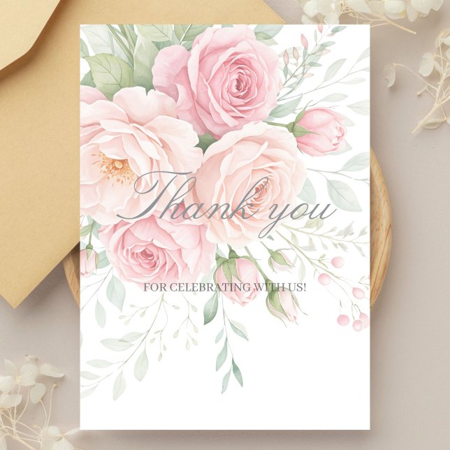 Tarjeta De Agradecimiento soft roses floral thank you card (Subido por el creador)