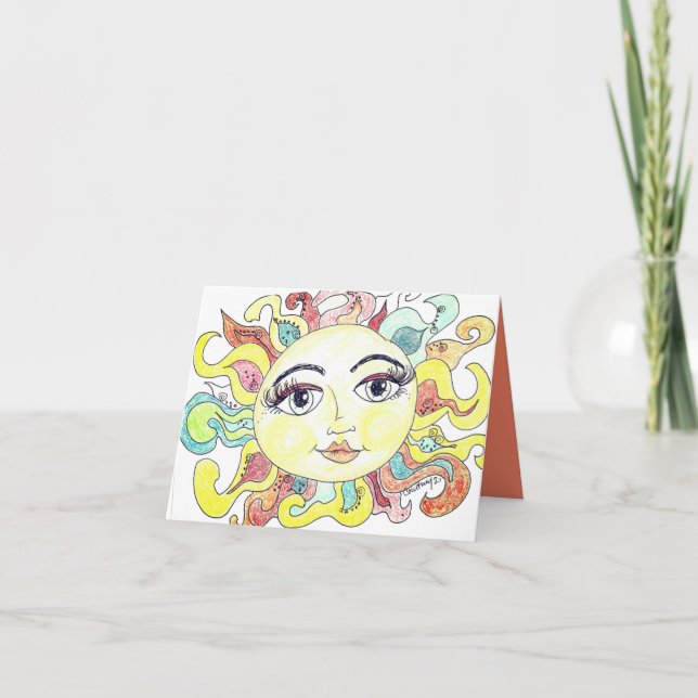 Tarjeta De Agradecimiento Sol de verano caprichoso  (Anverso)