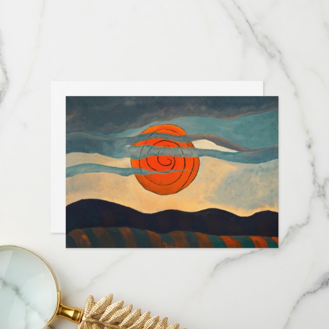 Tarjeta De Agradecimiento Sol Rojo, Sonne Rote de Arthur Dove (Anverso/Reverso In Situ)
