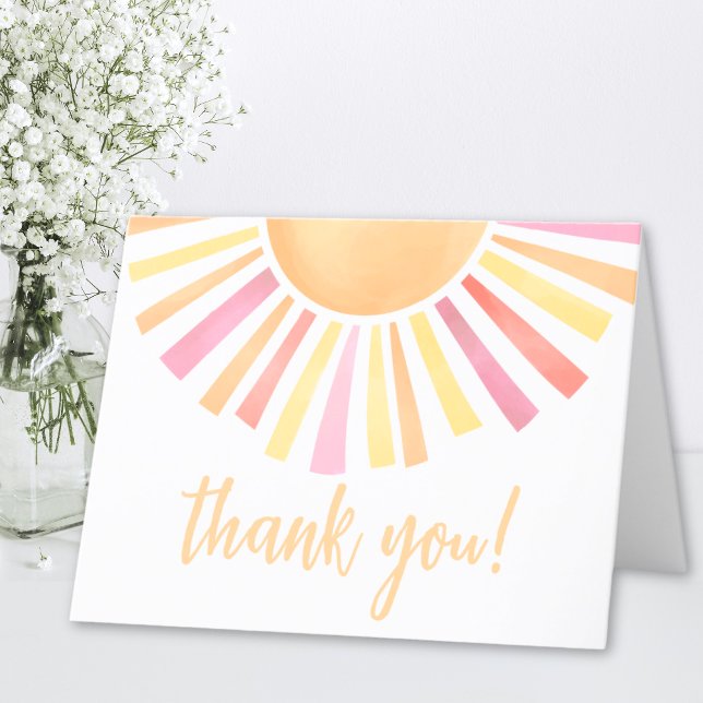 Tarjeta De Agradecimiento Sol Rosa Sol Gracias (Sunshine Pink Sun Thank You)