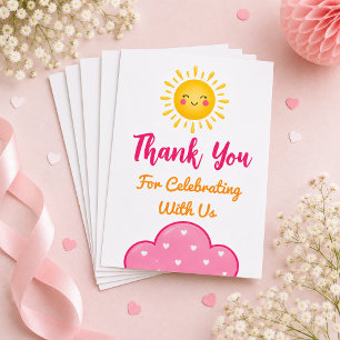 Tarjeta De Agradecimiento Sol Sonriente Acuarela Amarillo Para Bebé Recién N