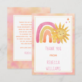 Tarjeta De Agradecimiento Sol | Sunshine and Rainbow Baby Shower Gracias