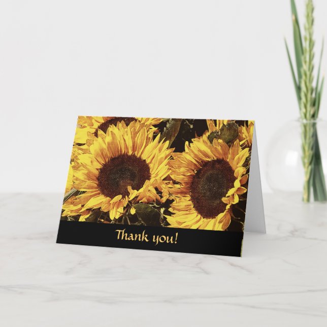 Tarjeta De Agradecimiento soleados brillantes le agradecen los girasoles (Anverso)