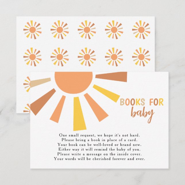 Tarjeta De Agradecimiento Solicitud de libro de Baby Shower Boho Sunshine (Anverso / Reverso)