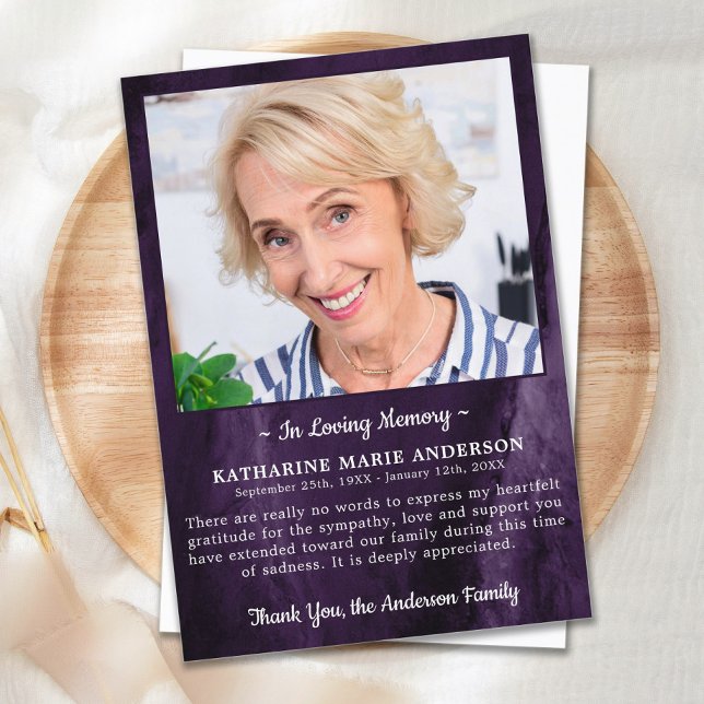 Tarjeta De Agradecimiento Solidaridad Amando la Memoria Foto Mármol Morado F (Subido por el creador)