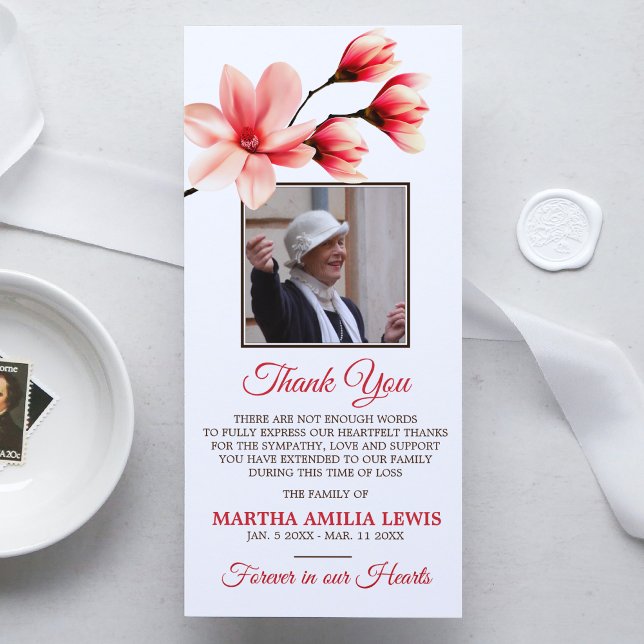 Tarjeta De Agradecimiento Solidaridad Amando la Memoria Magnolia GRACIAS Fot (Subido por el creador)