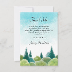 Tarjeta De Agradecimiento Solidaridad Bereavement Funeral Watercolor Woodlan