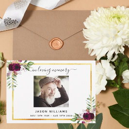 Tarjeta De Agradecimiento Solidaridad blanca borgoña floral de color blanco 