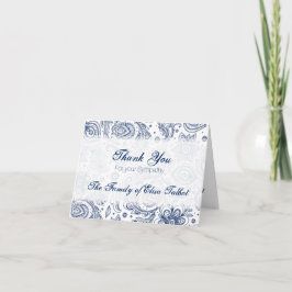 Tarjeta De Agradecimiento Solidaridad con el Patrón Floral Azul Vintage