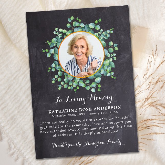 Tarjeta De Agradecimiento Solidaridad con la foto del funeral ruso Eucalyptu (Subido por el creador)