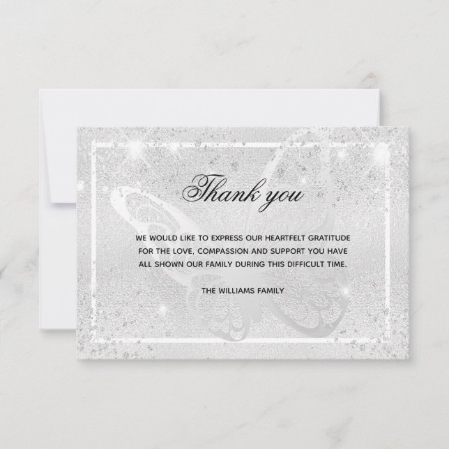 Tarjeta De Agradecimiento Solidaridad con la mariposa de plata, gracias (Anverso)