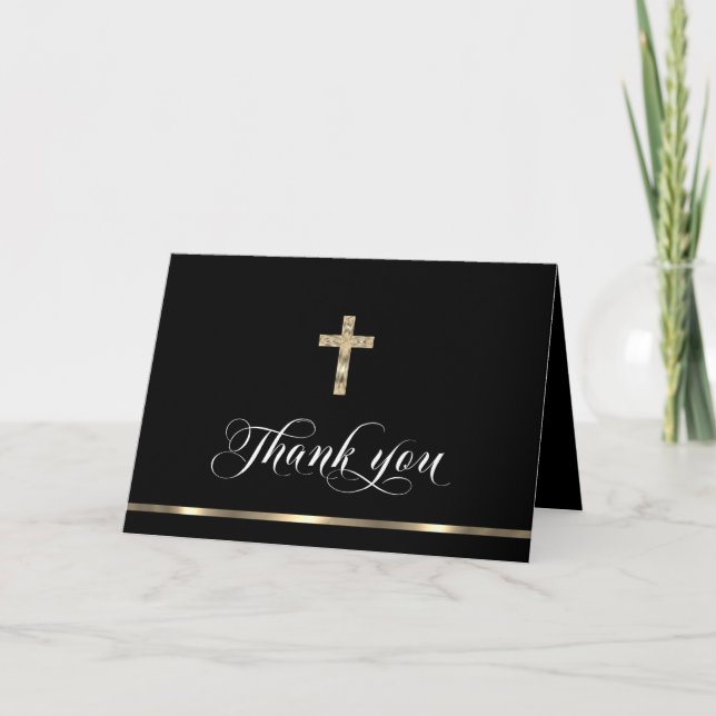 Tarjeta De Agradecimiento Solidaridad conmemorativa Cruz religiosa Cruz negr (Anverso)