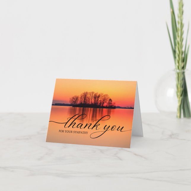 Tarjeta De Agradecimiento Solidaridad conmemorativa Sunset Lake & Trees Grac (Anverso)