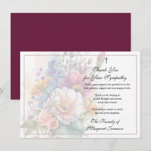 Tarjeta De Agradecimiento Solidaridad cristiana floral funeral gracias