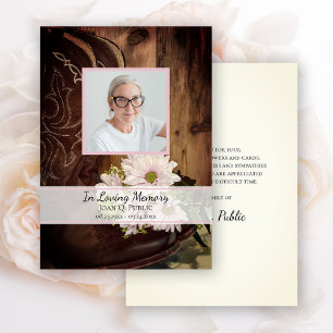 Tarjeta De Agradecimiento Solidaridad en memoria del funeral de Cowboy Boot 