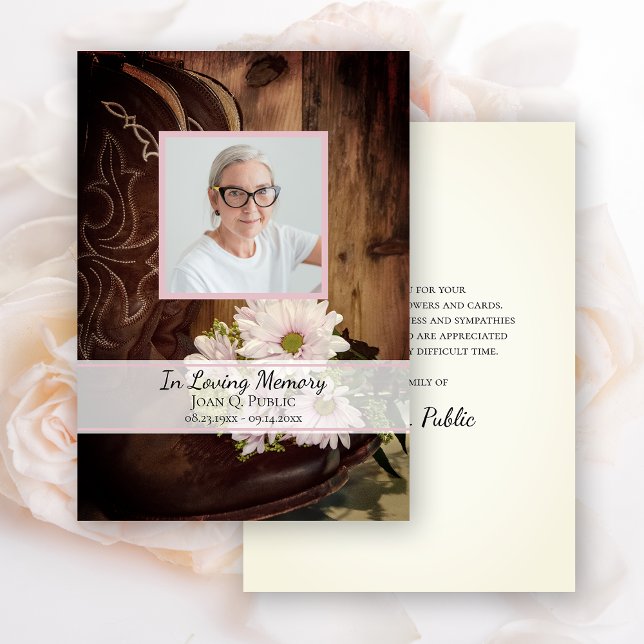 Tarjeta De Agradecimiento Solidaridad en memoria del funeral de Cowboy Boot  (Subido por el creador)