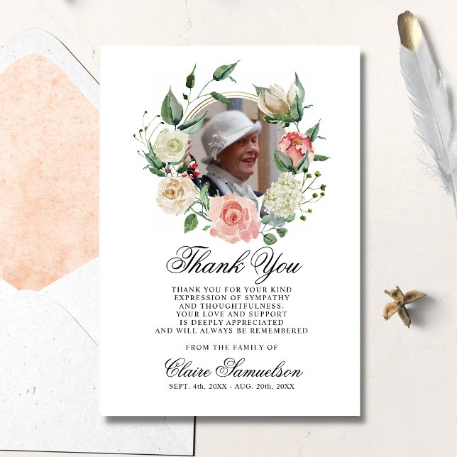 Tarjeta De Agradecimiento Solidaridad Femenina Gracias Agua Floral Rosa (Subido por el creador)