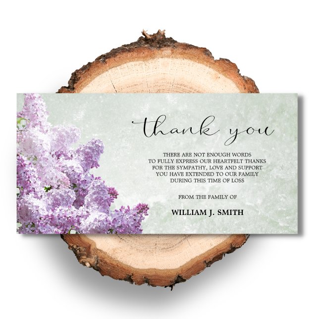 Tarjeta De Agradecimiento Solidaridad Flor Lilacs GRACIAS Gris | FOTO (Subido por el creador)