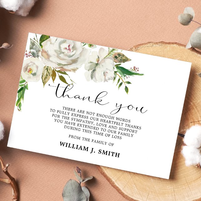 Tarjeta De Agradecimiento Solidaridad Flor Rosas blancas gracias | FOTO (Subido por el creador)