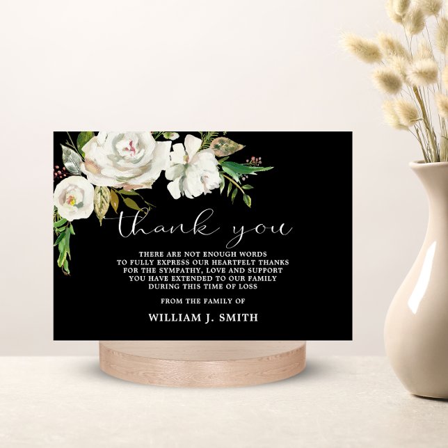 Tarjeta De Agradecimiento Solidaridad Flor Rosas blancas gracias | FOTO (Sympathy Flower White Roses THANK YOU | PHOTO)