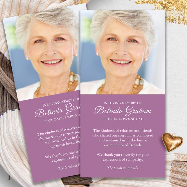 Tarjeta De Agradecimiento Solidaridad Foto Mulberry Funeral Gracias Cartas (funeral thank you cards, bereavement, elegant, simple, celebration of life, sympathy card)