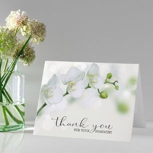 Tarjeta De Agradecimiento Solidaridad Funeral Orquídeas Blancas GRACIAS