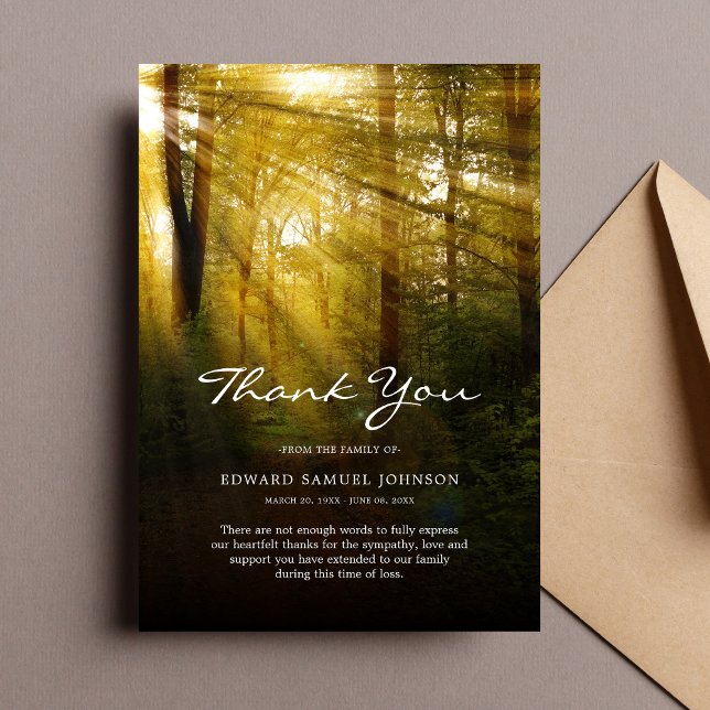 Tarjeta De Agradecimiento Solidaridad Gracias A La Naturaleza De Los Árboles (Sympathy Thank You Trees)