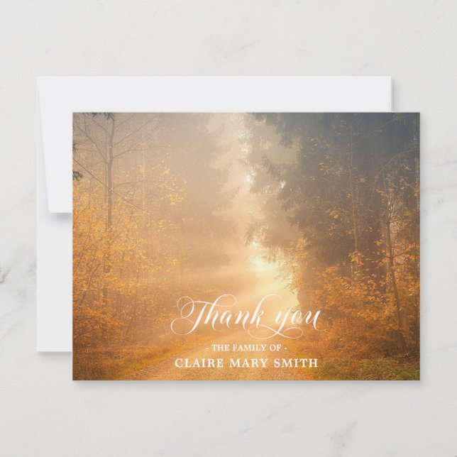 Tarjeta De Agradecimiento Solidaridad GRACIAS FOTO de la Caída del Bosque Fu (Anverso)