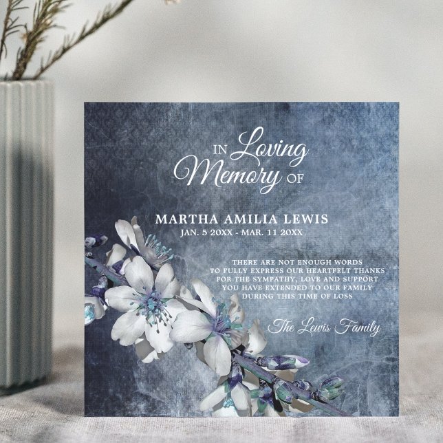 Tarjeta De Agradecimiento Solidaridad Memoria Flor Azul Flor Gracias (Subido por el creador)