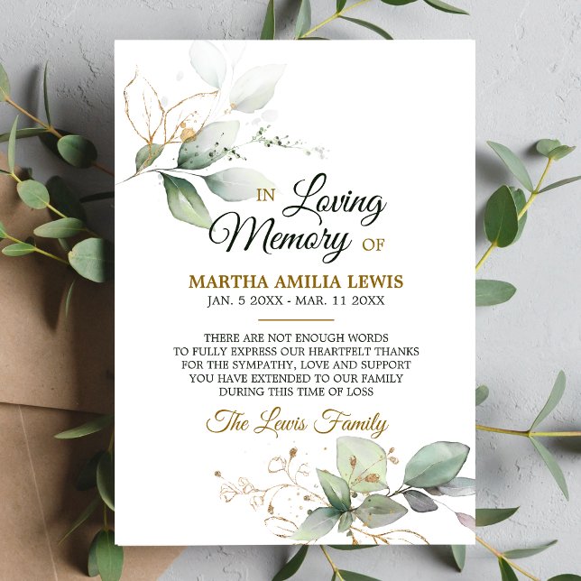 Tarjeta De Agradecimiento Solidaridad Memoria Verde Oro Gracias | FOTO (Subido por el creador)