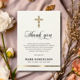 Tarjeta De Agradecimiento Solidaridad Memorial Religiosa Cruz Ecru Gold Grac