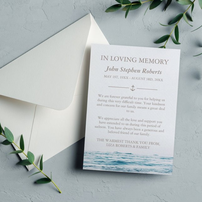 Tarjeta De Agradecimiento Solidaridad Náutica de Olas Oceánicas Con Foto Gra (Subido por el creador)