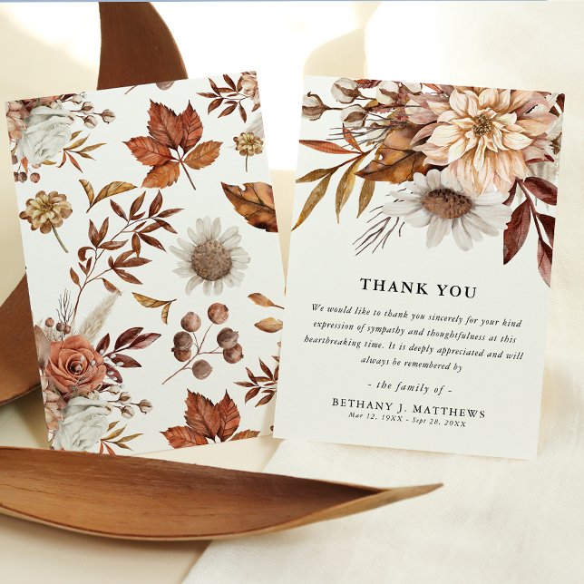 Tarjeta De Agradecimiento Solidaridad otoño otoño otoño florece funeral (Subido por el creador)