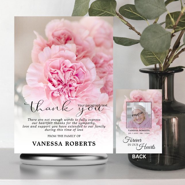 Tarjeta De Agradecimiento Solidaridad Pink Carnations GRACIAS | FOTO (Subido por el creador)