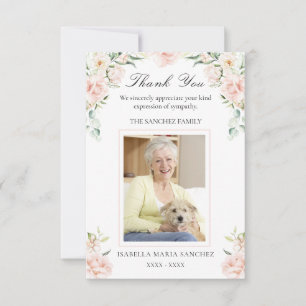 Tarjeta De Agradecimiento Solidaridad Pink Floral Funeral Foto