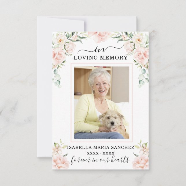 Tarjeta De Agradecimiento Solidaridad Pink Floral Funeral Foto (Anverso)
