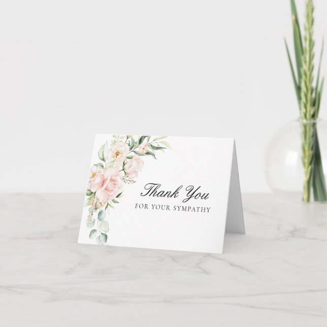 Tarjeta De Agradecimiento Solidaridad Pink Floral Funeral Fotografía doblada (Anverso)