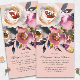 Tarjeta De Agradecimiento Solidaridad Pink Floral Funeral Gracias Cartas