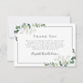 Tarjeta De Agradecimiento Solidaridad Verde Eucalyptus Funeral