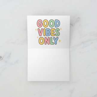 Tarjeta De Agradecimiento Solo Buenas Vibraciones Diseño Pastel Lindo