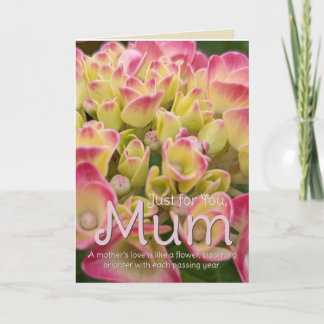 Tarjeta De Agradecimiento Solo por ti, Mamá Hydrangea flor Card