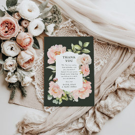 Tarjeta De Agradecimiento Sólo Rubor Pink Watercolor Floral Baby Shower