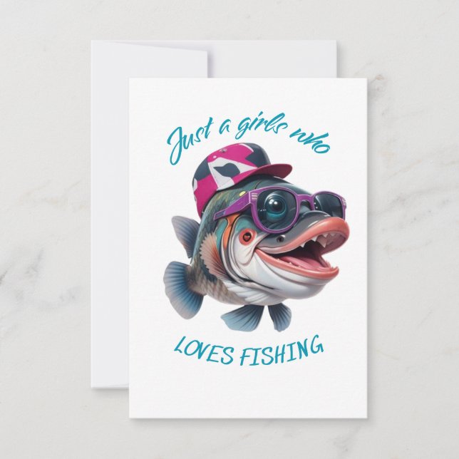 Tarjeta De Agradecimiento solo un chica al que le encanta pescar (Anverso)