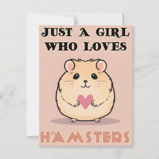 Tarjeta De Agradecimiento Sólo Un Chica Que Ama A Los Hámsters, Hermoso.