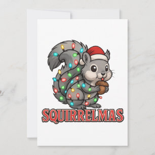 Tarjeta De Agradecimiento Sombrero de Santa de ardilla Luces de Navidad Ardi