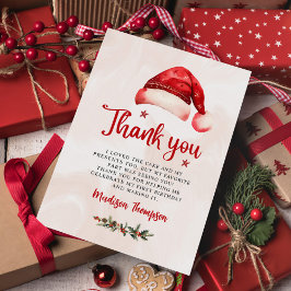 Tarjeta De Agradecimiento Sombrero de Santa de Navidad Fiesta de Cumpleaños