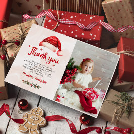 Tarjeta De Agradecimiento Sombrero de Santa de Navidad Foto de Cumpleaños